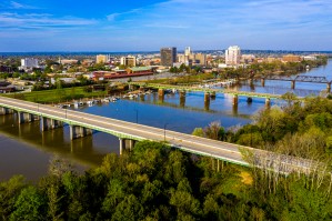 Aerial View of the Savannah River and Downtown Augusta 0322